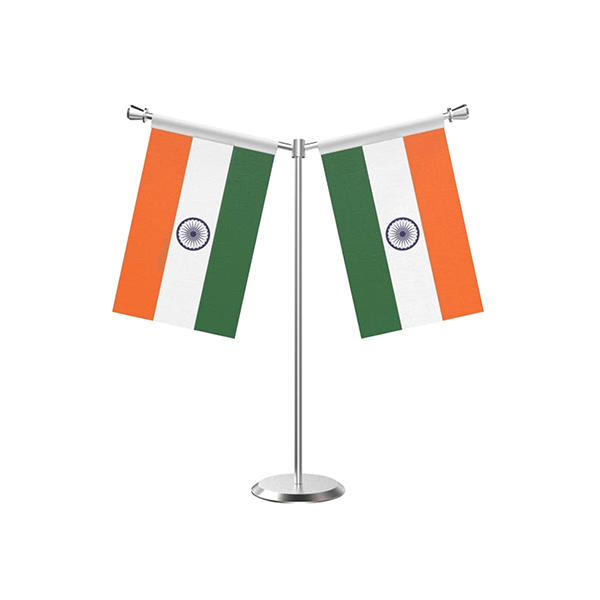 Y-Shaped Indian Table Flag with SS Base & 10 Inch Pole – 4x6 Flags Silk Tricolor for Desk & Décor-0