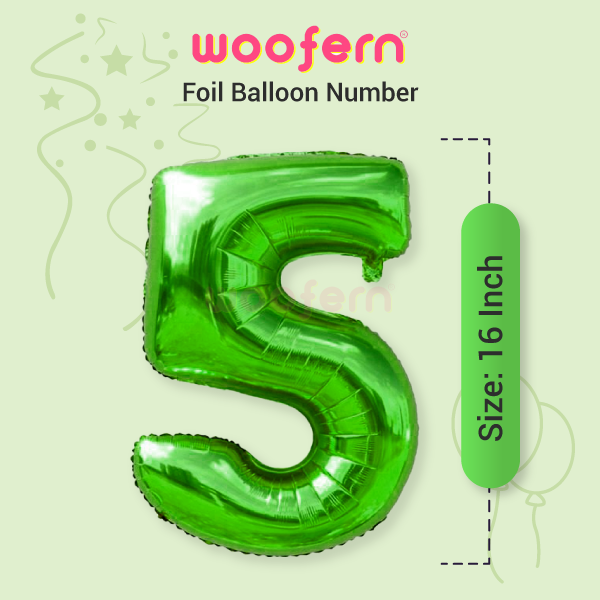 Foil Balloon Number 5 Green 16 inch-2