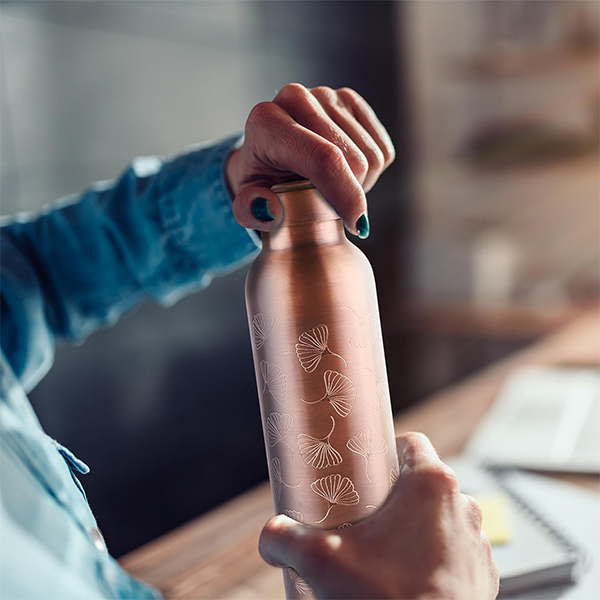 MILTON Copper Elegante Gift Set (1- Bottle, 940 ml and 2-Tumbler, 290 ml Each), Copper Petals-2