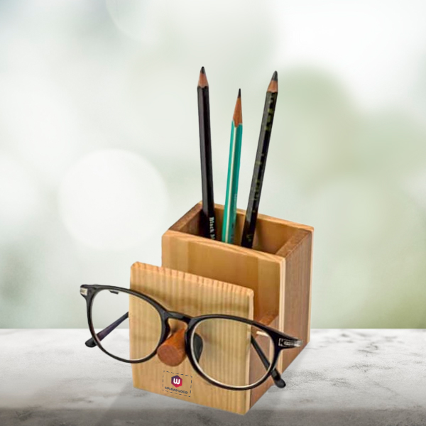 Rustic Wooden Desk Organizer with Custom Logo-0