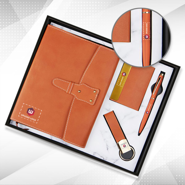 Personalized 4 In 1 Diary Employee Gift Set (Tan Brown)-0