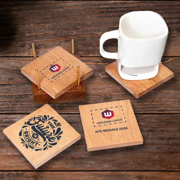 Wooden Coasters Set of 4 – Custom Logo & Message-0
