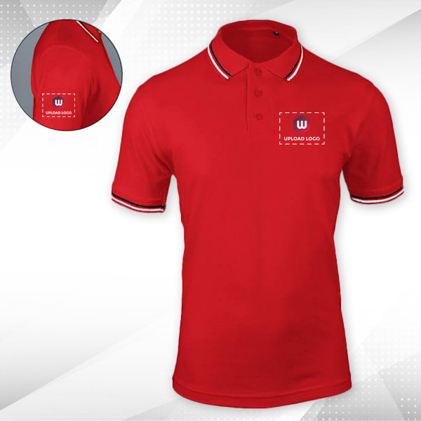 AWG Sport Giza Polo T-shirt for Men Red – Custom Logo Left Chest & Right Arm