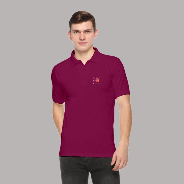Embroidered FasTees Polo T-shirt for Men (Majenta)-0