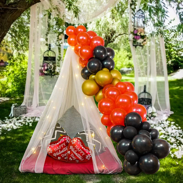Elegant Black, Red & Gold Balloon Set for Valentine's Day
