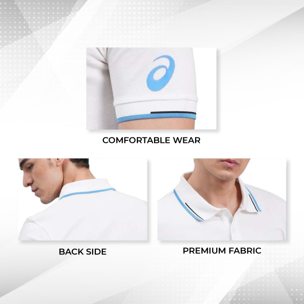 ASICS Dual Tipping Polo T-Shirt - Customized with Logo (White)-2