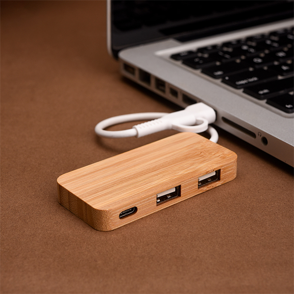 Wangari Cedar 2.0 Bamboo USB Hub with C Port Sustainable | Eco-Friendly-1