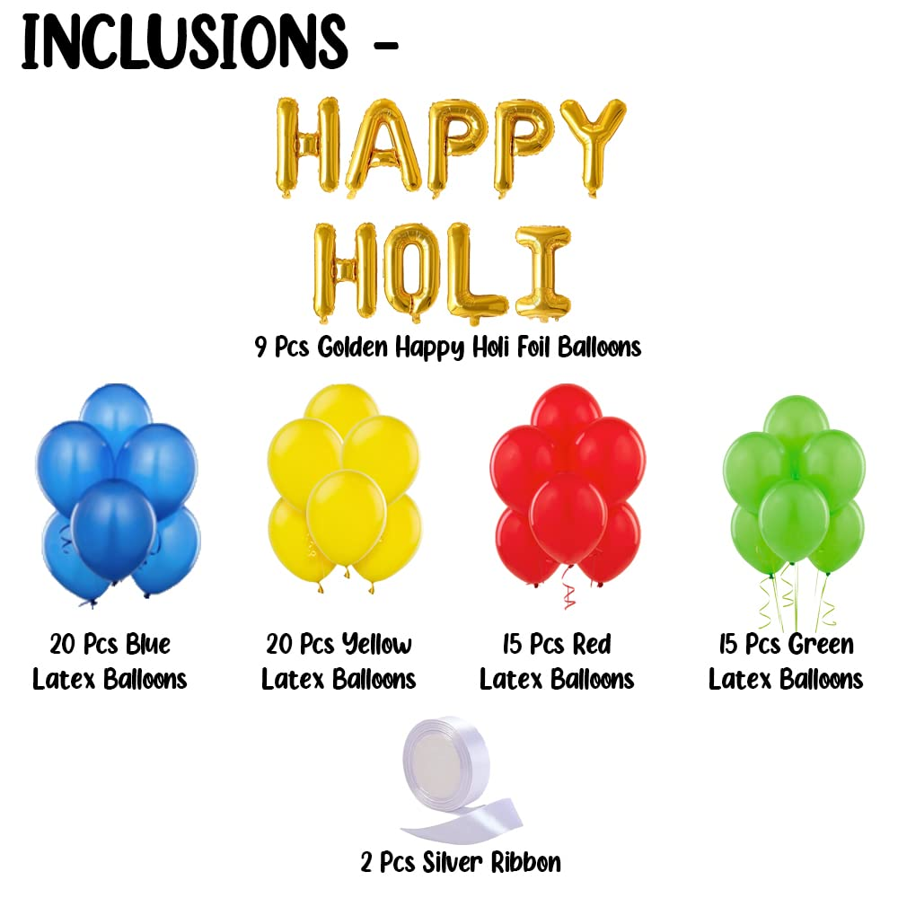 Holi Special Multicolor Balloon Decoration - Pack of 81-3