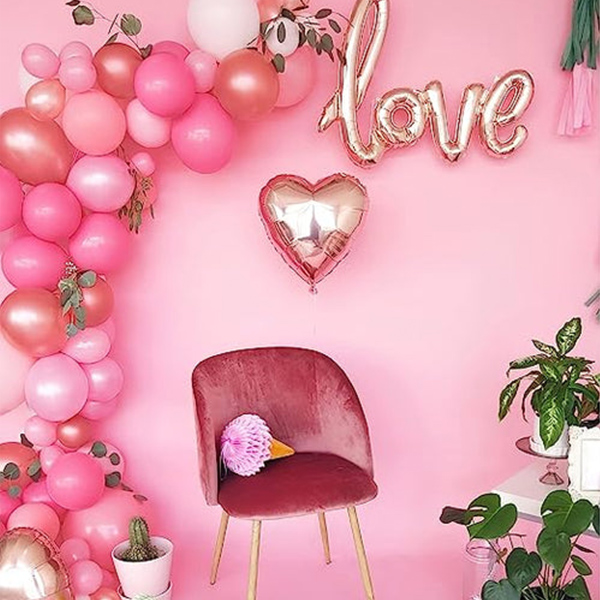 Pink Romance: Love & Heart Foil Balloon Decoration