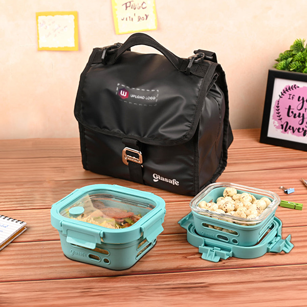 Glasafe Carry 'N' Go Office Combo with Lunch bag Set of 3 (Tiffin: 320mlx1 + 520mlx1) - Mellow Mist