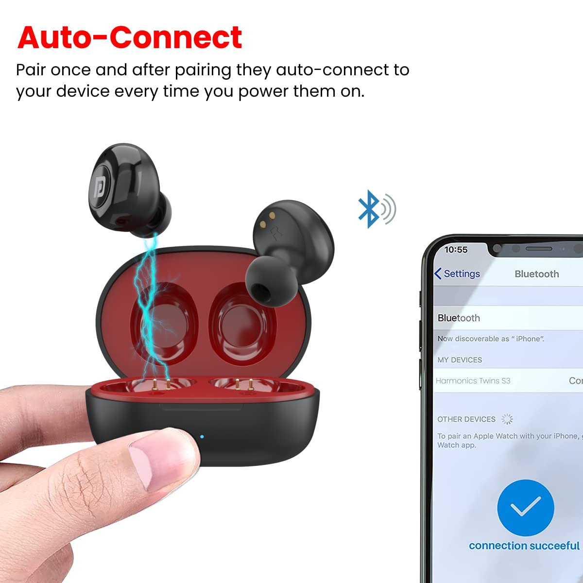 Portronics Harmonics Twins S3 Earbuds,20 Hr Playtime (RED)-3