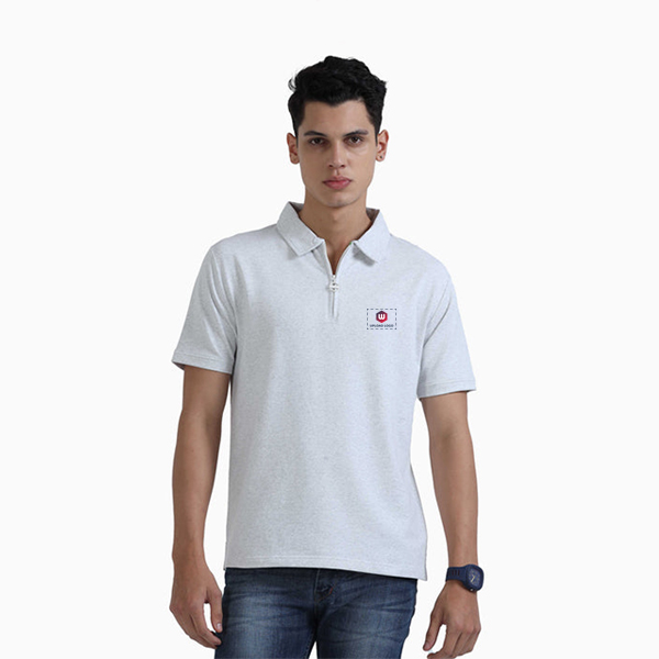 Caslay Sweat Polo T Shirt (White Melange)