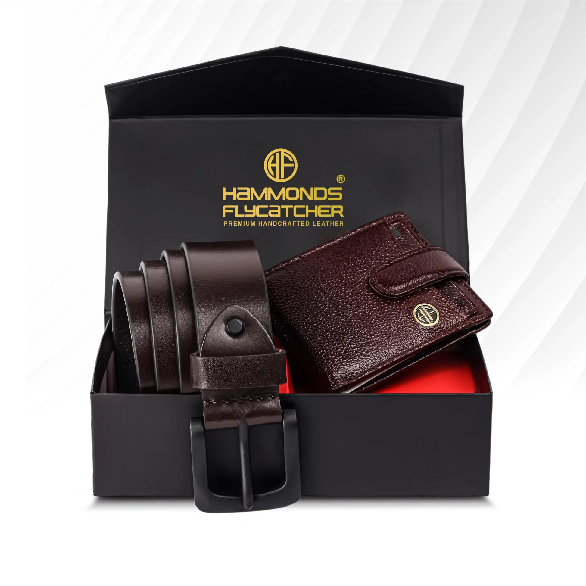 HF Premium Men's Leather Gift Set - Wallet & Belt Combo (Deep Brown)