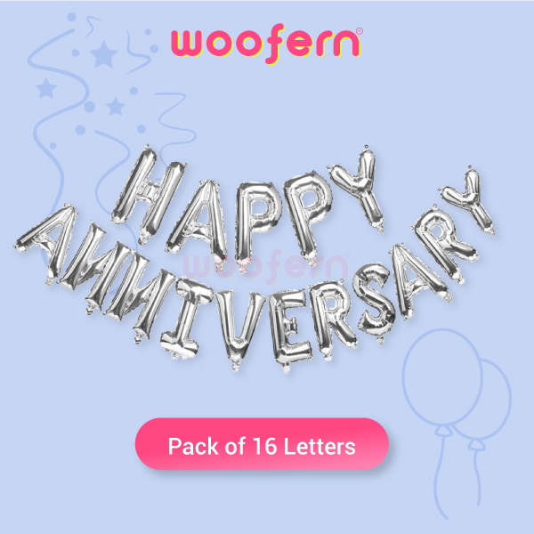 Happy Anniversary Foil Balloon 16 inch Balloon Banner (Silver)-2