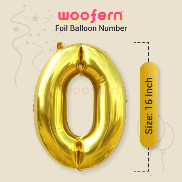 Golden Foil Balloon Number 0 - 16 inch-2