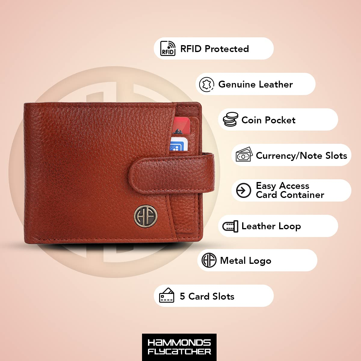 HF Men's Executive Leather Gift Set – Wallet, Keychain & Pen | Premium Corporate Gift (Tan)-2