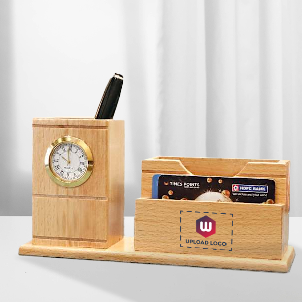Pen Holder with Clock - Customized with Logo-2
