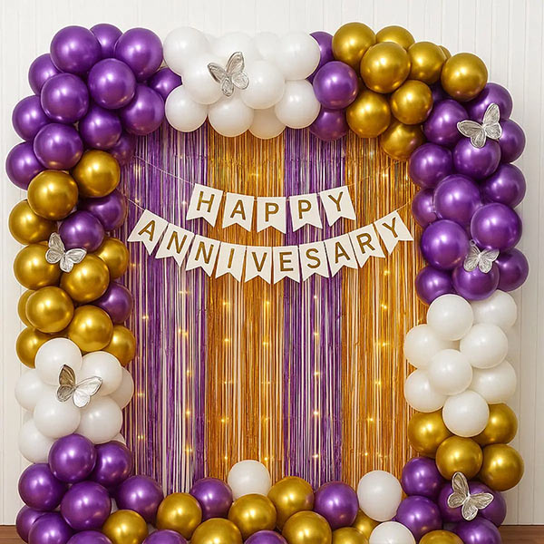 Enchanting Anniversary Balloon & Curtain Décor-1