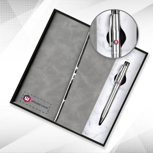 Personalized Employee Welcome Kit 2-in-1 Diary & Pen (Satin Nickel)
