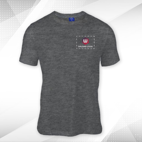 Ruffty Crew Neck Cotton T-shirt for Men Black Melange - Custom Logo Left Chest