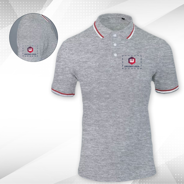 AWG Sport Giza Polo T-shirt for Men Grey Melange – Custom Logo Left Chest & Right Arm