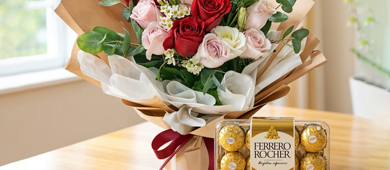 Flowers chocolate combo - online birthday gifts in Chandigarh