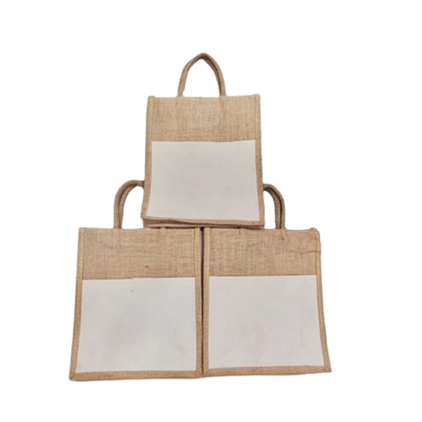 JUTELINE Jute Bag with Zipper Closure, Full Size Front Pocket and Large Handles | Size 12*14*5 inch-1