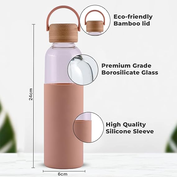 Glass Bottle with Silicone Sleeve 600ml with Custom Logo Branding-4