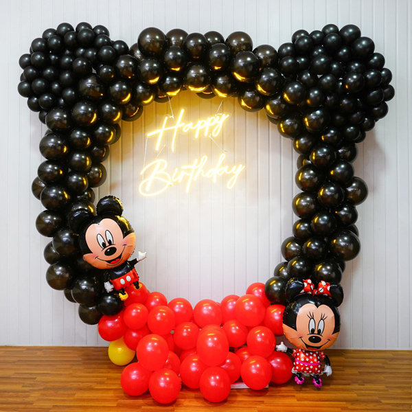 Mickey & Minnie Balloon Decoration with Neon Lights