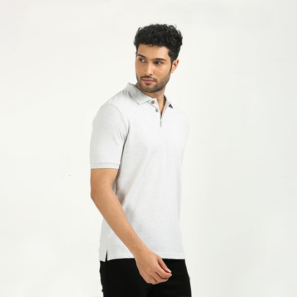 Caslay Polo T-Shirt (White Melange)-2