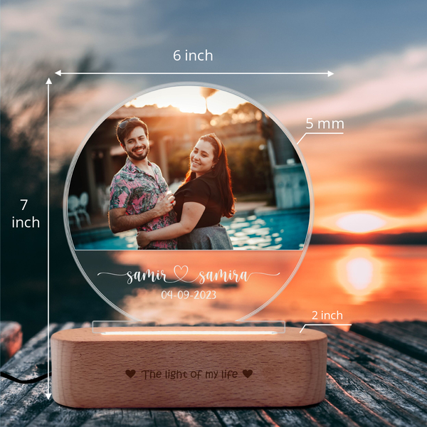 Engraved Half Moon Photo Lamp – Celebrate Your Love Anniversary-3