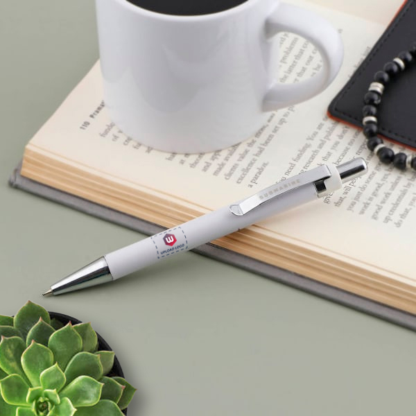 Vibrant Opaque Ball Pen (White)- Personalized with Logo-1