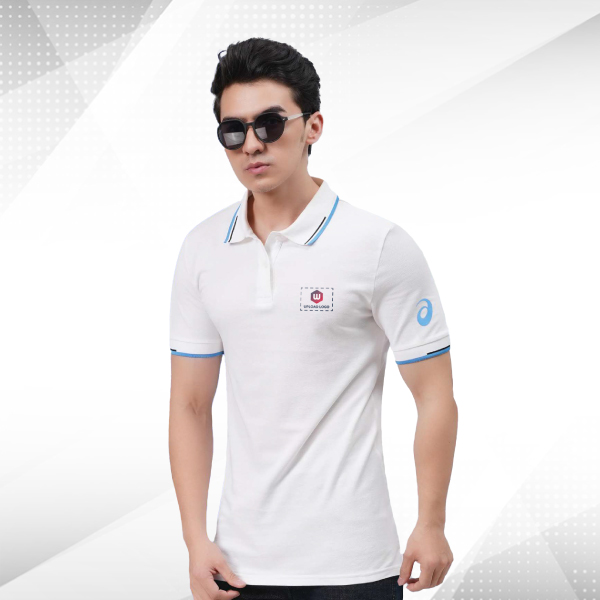 ASICS Dual Tipping Polo T-Shirt - Customized with Logo (White)