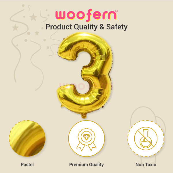 Golden Foil Balloon Number 3- 16 inch-4