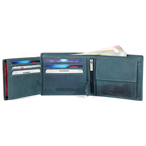 WILDHORN MACON Leather Wallet & Pen Gift Set (Blue Hunter)-3