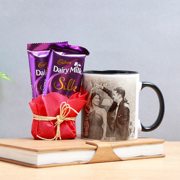 Combo of Personalized Sketch Mug & Silk Chocolates