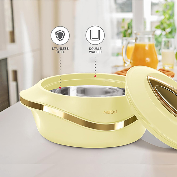 MILTON Pearl Inner Stainless Steel Jr. Casserole - Set of 3 (455 ml, 860 ml, 1270 ml) - Ivory-4