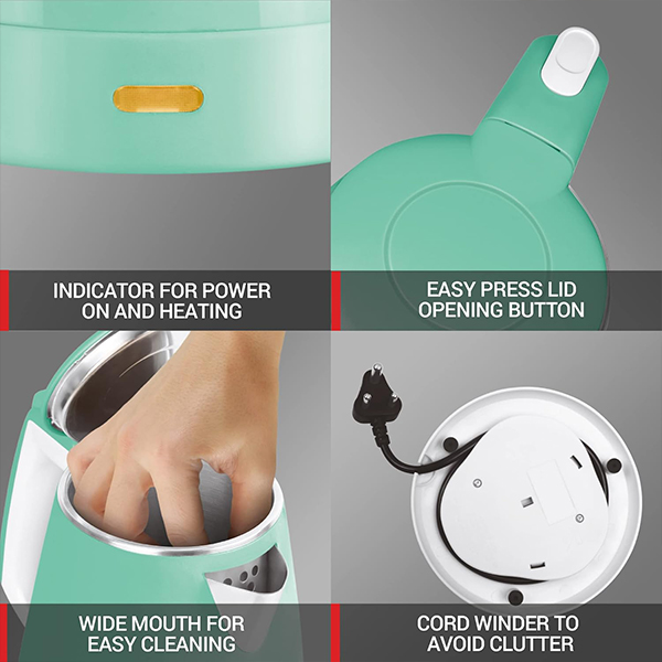 MILTON Riga - Electric 1.5 Stainless Steel Kettle - (Aqua Green)-4