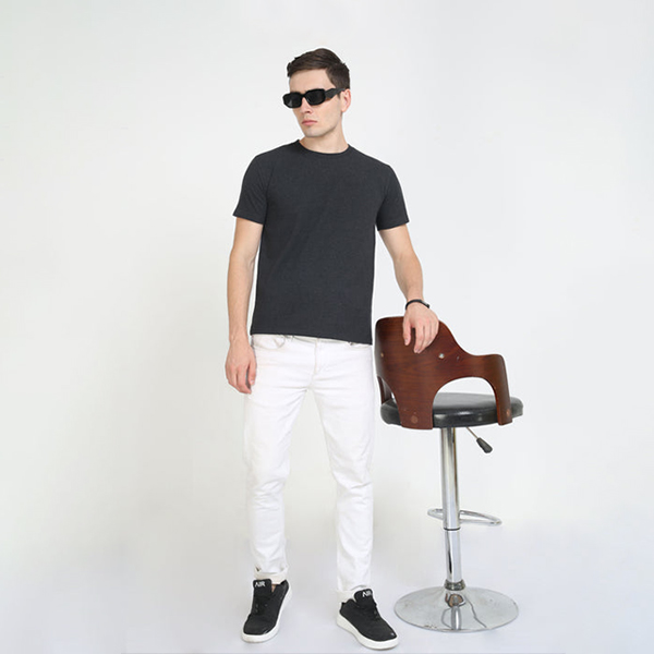 Caslay Crew Neck T-Shirt (Charcoal Melange)-7