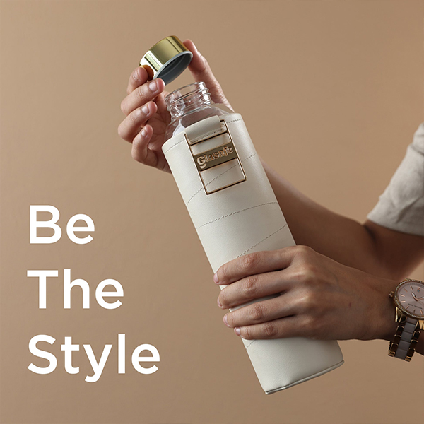 Glasafe Vego Sip Borosilicate Glass Bottle with Vegan Sleeve 750ml (Bare Beige)-2