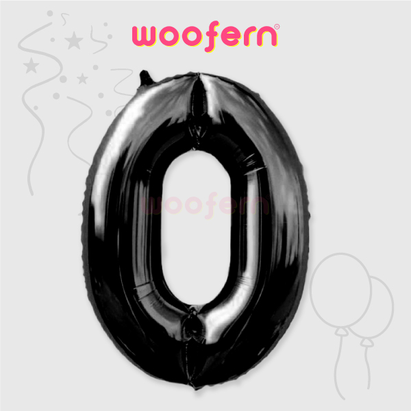 Black Foil Number Balloons 0 - 16  inch