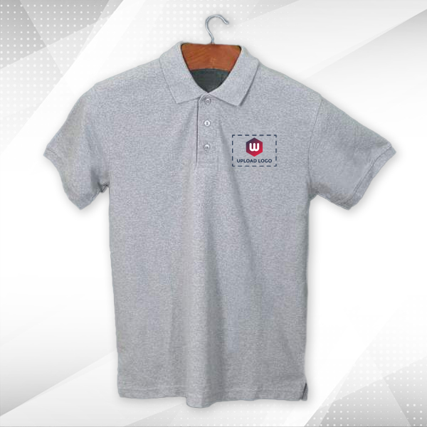 AWG Solid Polo T-shirt for Men Grey Melange – Custom Logo-3
