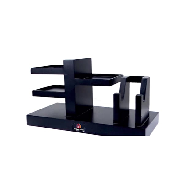Black Desk Organizer for Office with Logo-3