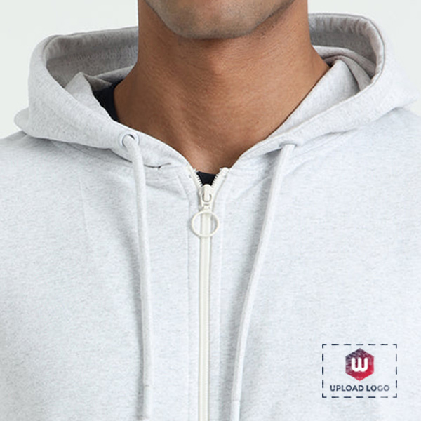 Caslay Zippered Hoodie (White Melange)-1