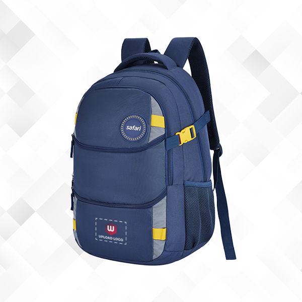 Safari Twin Deluxe Backpack (Navy Blue) – Customized with Brand Logo-0