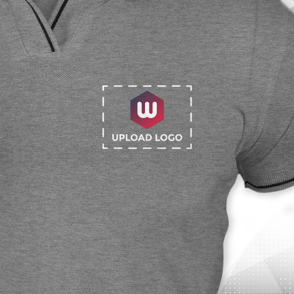Scott Organic Cotton Polo T-Shirt for Women Grey Melange with Black - Custom Logo Left Chest & Right Arm-2