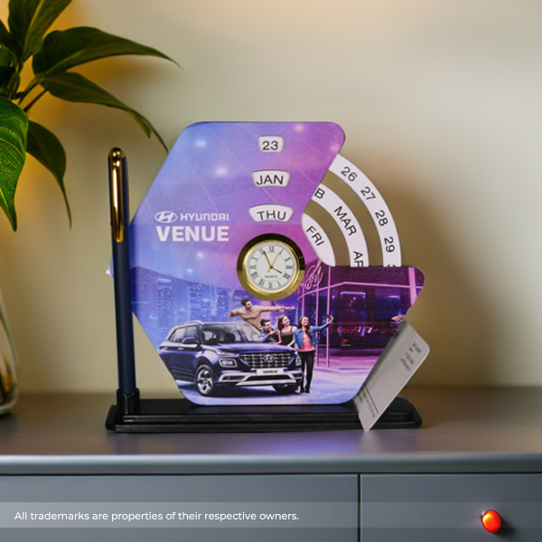 Hexa Ring Perpetual Calendar – Corporate Gift with Clock & Card Holder-0