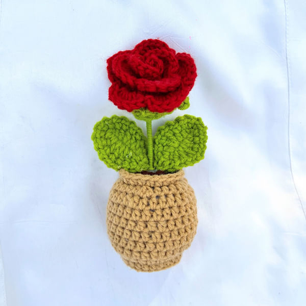 Handcrafted Crochet Red Rose-3