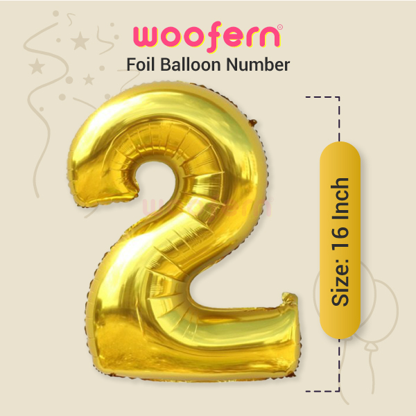 Golden Foil Balloon Number 2  16 inch-2
