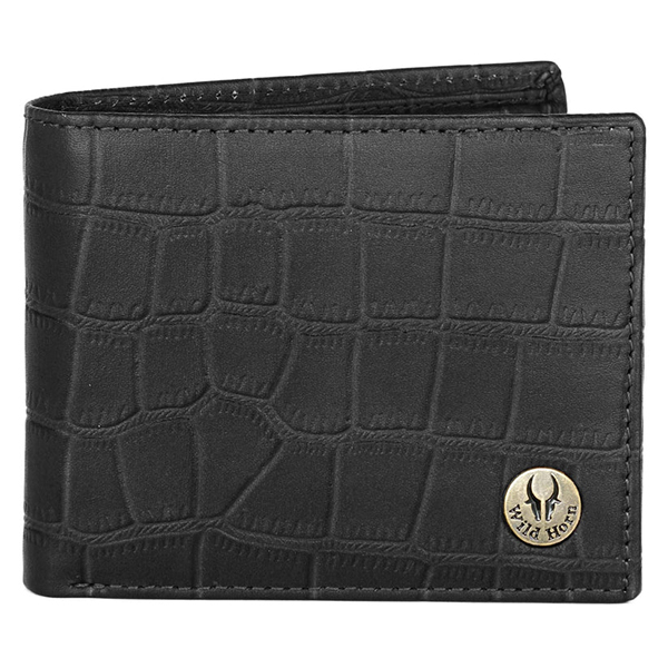 WILDHORN SCOTTSDALE Leather Wallet, Keychain & Pen – Premium Gift for Men (Black Croco)-2